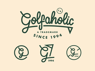 Golfaholic V2 badge golf golf brand golfing icon lettering logomark logotype script lettering sports wordmark