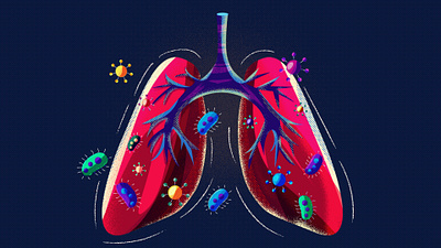 Lungs Health Illustration – Battling Germs and Viruses animation art branding design dribbleart artwork graphic design illustration inspiration logo ui