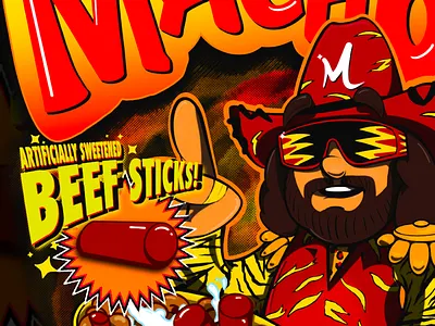 MACHO’s cartoon cereal illustration macho man pro wrestling slim jim