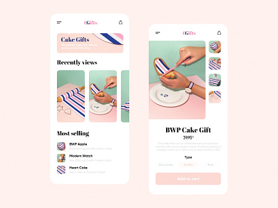 Mobile App - Cake Gifts app design branding cake flat illustration gifts illustration mobile app mobile app design mobile ui shopping shopping app ui ui design ux design