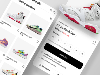 Sneako - Sneaker App Exploration app app ui ecommerce ecommerce app ios ios app mobile mobile app nike product design product page responsive sneaker startup typography ui ux ux design web design