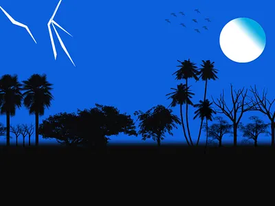 Thunder In the Moonlit Night art artwork design digital painting drawing illustration photoshop photoshop art vector