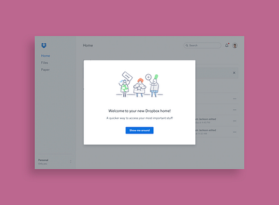 Dropbox Home onboarding onboarding onboarding screen product design visual design