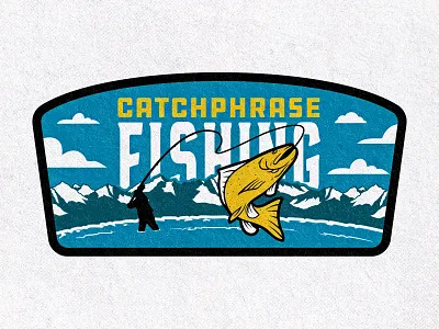 Catchphrase Fishing Patch colorado fish fisherman fishing fishing logo fishing rod fly fishing mountain nature patch patch design trout