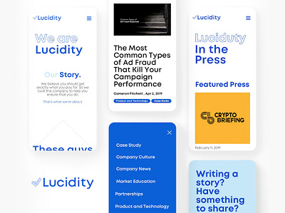 Lucidity - Mobile Layouts blockchain kluge mobile design mobile ui web webdesign website design