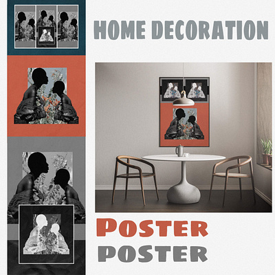 Poster african african woman afro black decor home decor home design orange poster poster art poster design woman