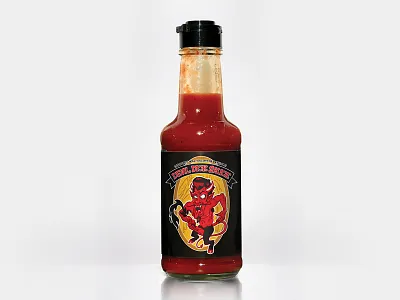 Hot Sauce Label bottle design devil devil horns drawing hell hot sauce hot sauce label illustration logo package packaging satan spicy