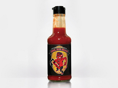 Hot Sauce Label bottle design devil devil horns drawing hell hot sauce hot sauce label illustration logo package packaging satan spicy