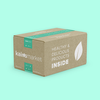 kraft box design for Kairos Market box box mockup brand identity branding branding design design logo vector