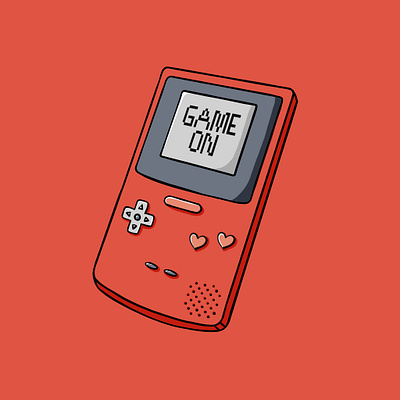 Game On gameboy gameboy color hand lettering hearts illustration procreate procreate app red typography