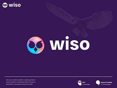 wiso animal bird chat clever communication creative design education logo minimal modern school simple speech student