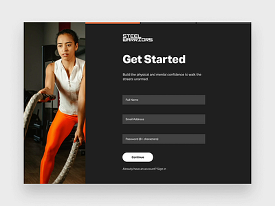 Steel Warriors - Sign Up Form animation clean crime form gym london signup signup form sports ui ui design web design