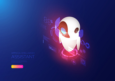 Artificial intelligence ai analysis artificial intelligence assistant binary computer connection dashboard design digital hologram icon illustration iot isometric robot technology ui user interface vector