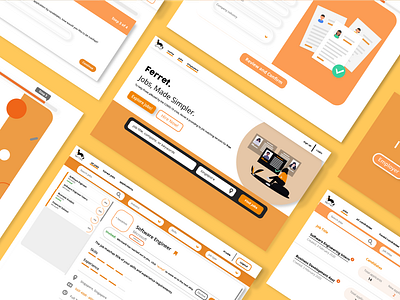 Job portal UI screens application branding design candidate design employer employer branding homepage hub illustration jobs portal search seeker ui ux webdesign website