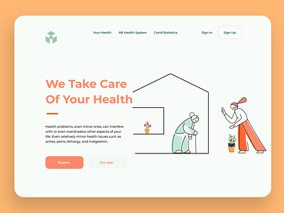 Covid Web illustration simple uiux web design