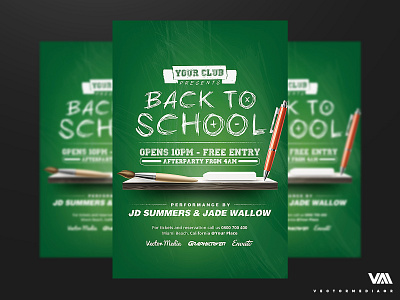 Back to School - Flyer / Poster back to school design flyer artwork flyer design flyer template flyers photoshop posters print print template vectormedia vectormediagr