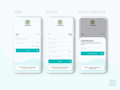 1TRYBE Login & Signup and Forgot Password Mobile UI/UX Design app concept design mobile mobile ui ui uiux ux xd