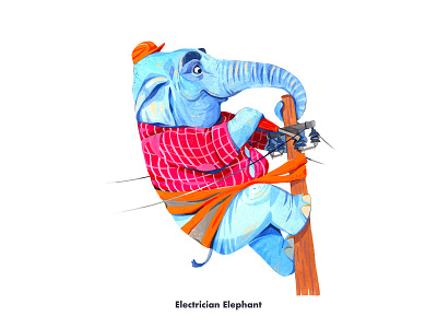 Electrician Elephant animal animal art book illustration character character design children electrician elephant illustration painted