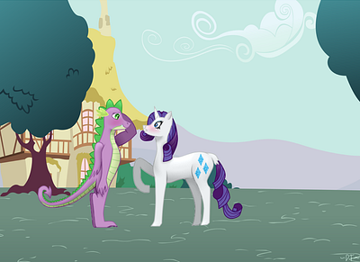 Spike x Rarity digitalart dragon fanart mlp spike unicorn