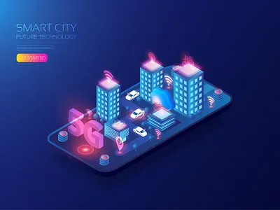 Smart City 5g app artificial intelligence background broadband cloud communication computer connection design illustration internet isometric network smartcar smartcity technology user interface vector wifi