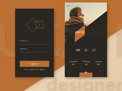 Login & Profile Screen app design login screen profile screen ui ux