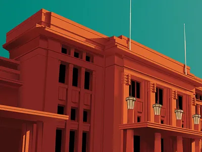 Merdeka Building art deco design gedung merdeka illustration vector