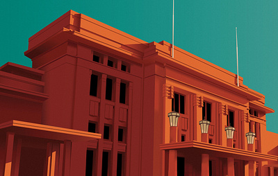 Merdeka Building art deco design gedung merdeka illustration vector