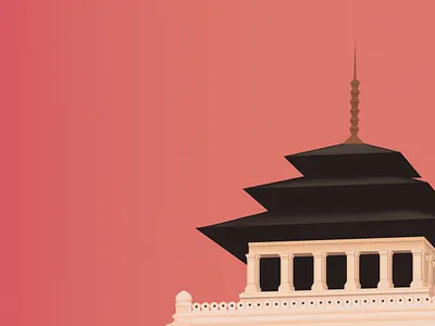 Gedung Sate art deco design gedung sate illustrations vector