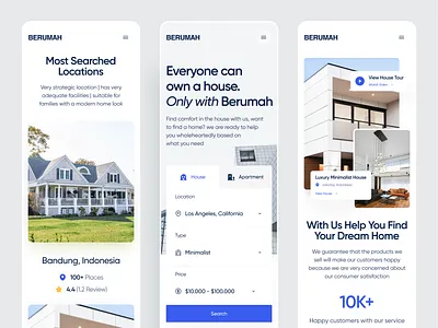 Berumah - Real Estate Landing Page Responsive architecture building clean design house house finder landing page minimalist mobile mortgage property listing property management property website real estate real estate agency residence responsive responsive website ui website design