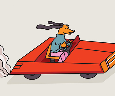 Hang out car design dog drawing hang out illustration