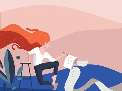 Writer app flat illustration illustrator minimal vector web