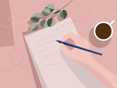 writer app design flat illustration illustrator minimal vector website