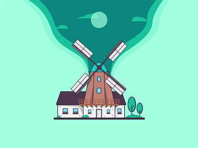 Windmill waves 100 days challenge 100 days challenge illustrator adobe illustrator dayli design flat illustration illustrator vector vectorart