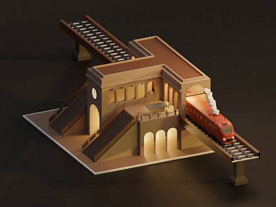 T Letter 36daysoftype 3d 3d animation animation blender blender3d flat illustration letter letters t letter train train station typography