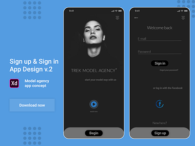 Sign up & Sign in App Design account app application cleandesign design ios login model modelagency register sign in sign up signin singup ui ux