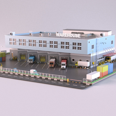 Warehouse 3d 3d art 3dmodel building car cartoon design environment exterior isometric lowpoly market maya render shop store warehouse