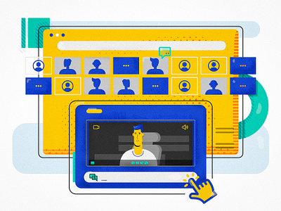 Remote Team Video Meeting Illustration animation app characters conference cool design doodle guy illustration interface people remote retro team ui ux vector video web zoom