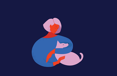 dog dog editorial editorial illustration flat girl illustration illustrator minimal vector