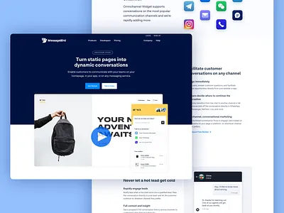 Omnichannel Chat Widget Page amsterdam apps bird branding channels chat chat bot chatapp chatbot communications customer support interactions message messagebird omnichannel sms ui widget