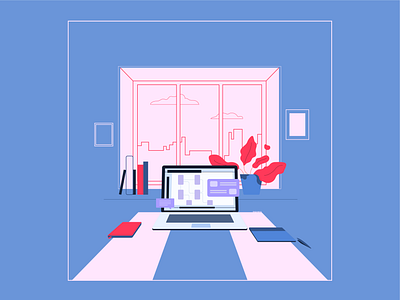 StayHome | S1:E4 city clean flat illustration landscape lines minimal room stayhome