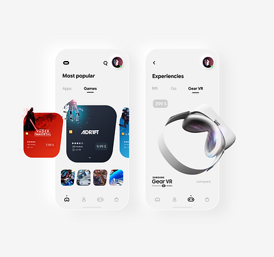 Oculus app concept clean clean ui games minimal oculus samsung vr store ui ux uidesign vr