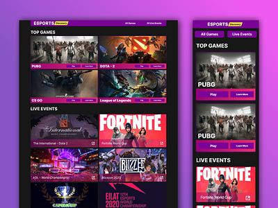 Website UI for ESports Discovery website design ui ux web website