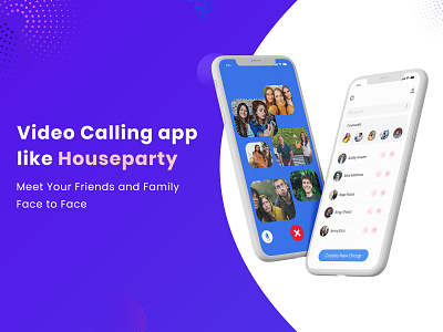 Build an Video Chat App like Houseparty app design app development chat app friends friends list graphics houseparty interface minimal minimalist mobile mobile app mobile design mobile ui social distance ui video calling video calling app video chat app