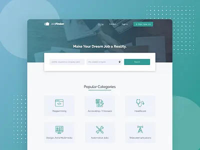 Landing Page Job Finder categories design job job application jobfinder landing landing design landing page landingpage web webdesign website