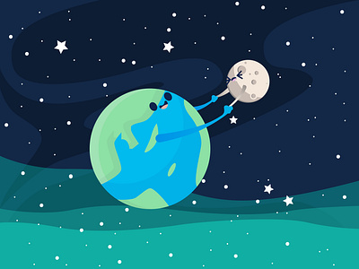 Make Love design earth happy illustraion illustrator love moon vector