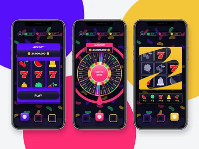 Casino Mobile Game app casino dark mode gambling game mobile game roulette scratch skeuomorphism slots ui