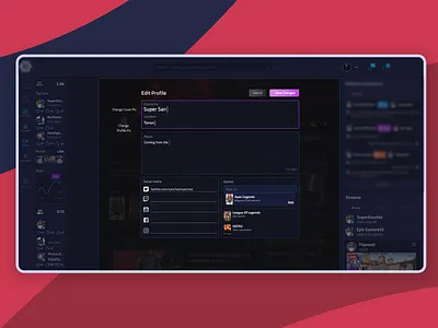 eSports platform Edit profile app application design edit profile esports esports design gaming gaming app product ui uidesign uiux uiuxdesign user interface ux web webapp webapp design webapplication