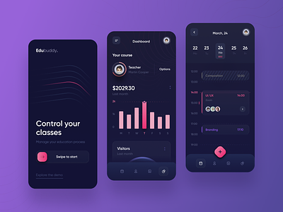 Edtech mobile app app chart dark mode dashboard edtech education mobile app statistics ui ux