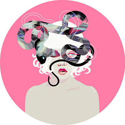 New Eve eye girl illustraion lips pink snake