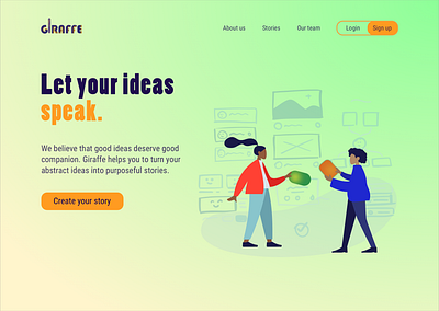 Giraffe | Landing page creativeprocess desktop landing page landing page ui storytelling